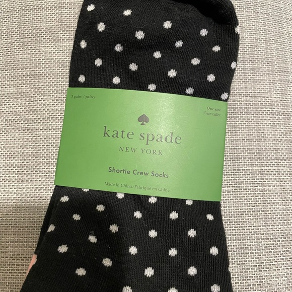 Women’s Kate Spade Shortie Crew Socks Blk/Stripe/ Polka Dot - Picture 4 of 6